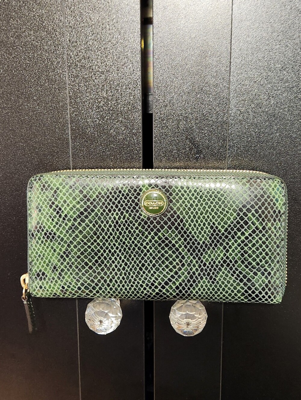 Coach Accordian Zip Wallet In Python-Embossed Leather. MSRP$298